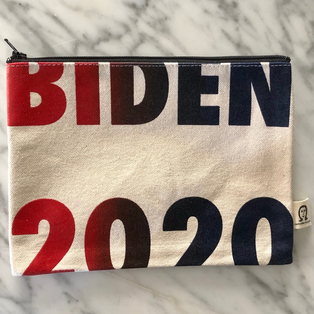 NWOT "BIDEN 2020" Handmade Canvas Zippered Pouch